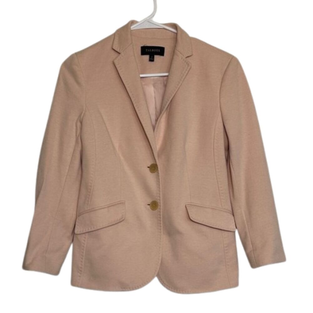Talbots Light Blush Pink Tailored Two-Button Blazer Womens 2 Career Spring